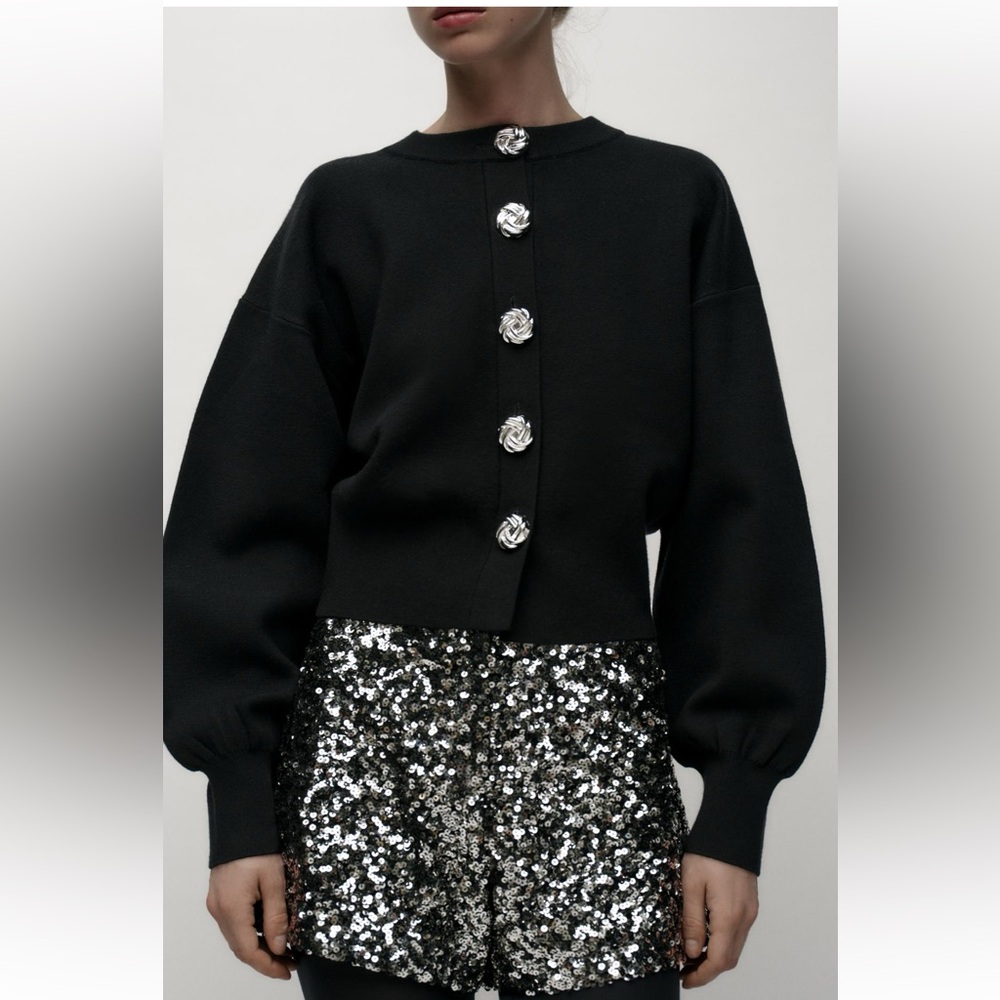 Zara metal button knit cardigan